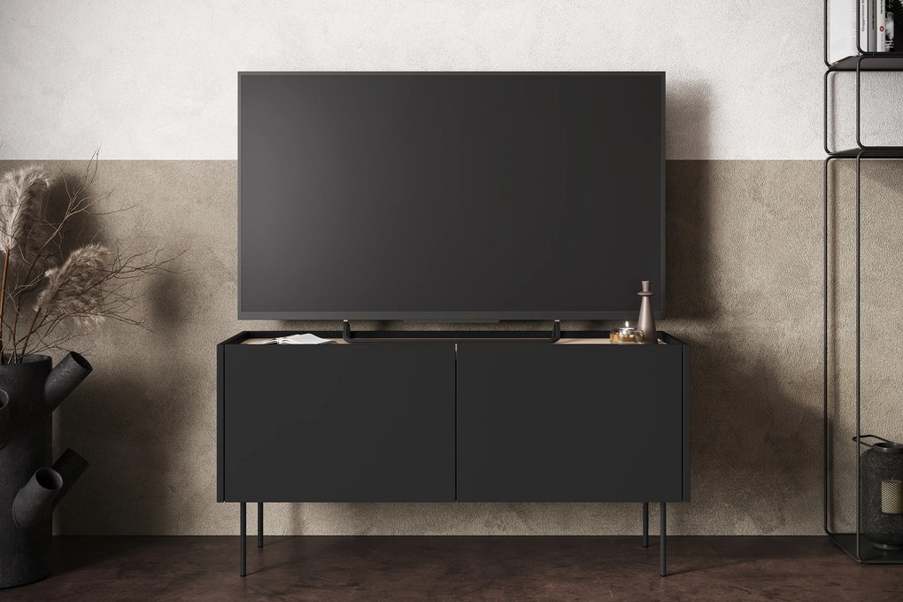 TV stolík Desin 120 cm - čierny mat / dub nagano