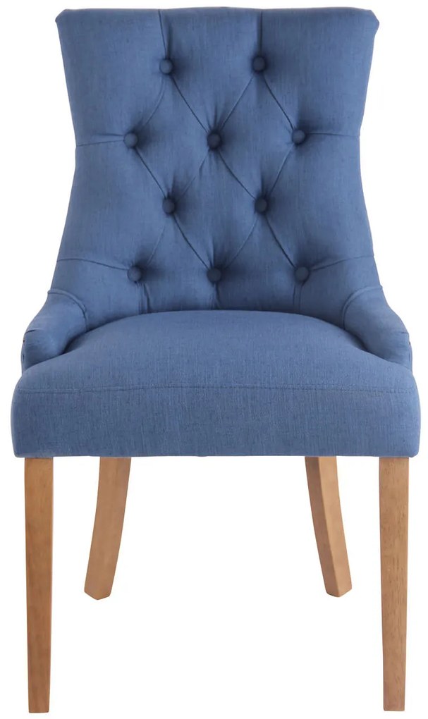 Jedálenská stolička Aberdeen - látka, drevené nohy antik svetlé - Modrá