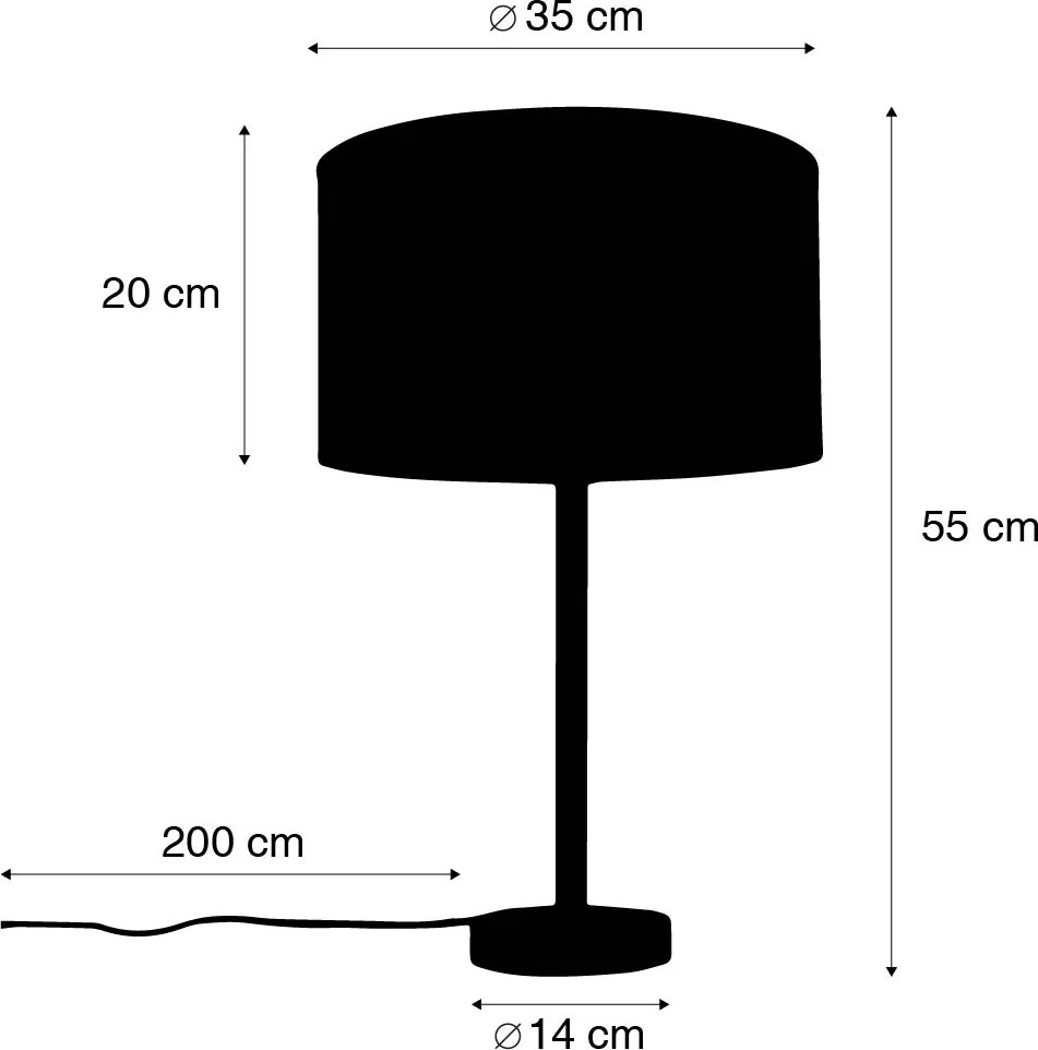 Moderná stolná lampa čierna s látkovým tienidlom svetlohnedá 35 cm - Simplo