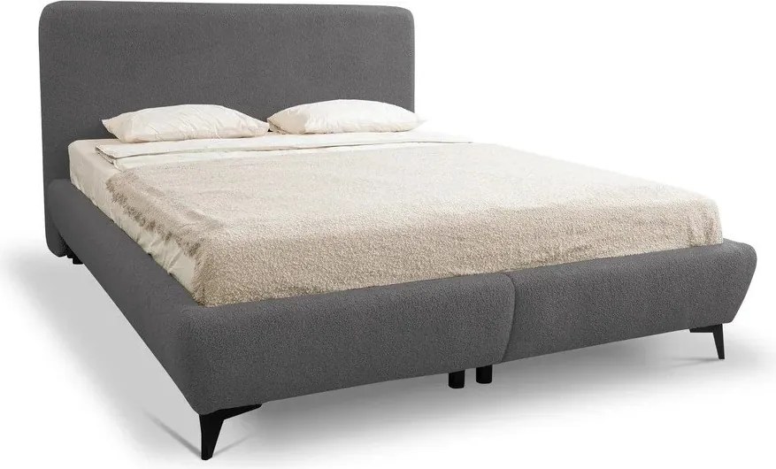 Tmavosivá čalúnená dvojlôžková posteľ s úložným priestorom s roštom 180x200 cm Makapu – Makamii