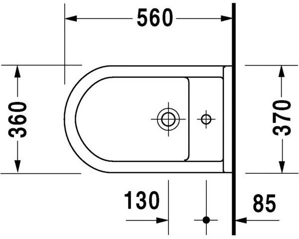 DURAVIT Starck 3 samostatne stojací bidet kapotovaný s otvorom, 360 mm x 560 mm, s povrchom WonderGliss, 22301000001