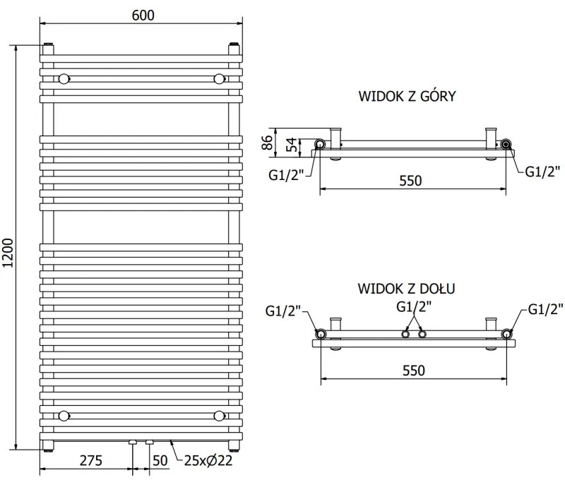 Mexen Sol vykurovacie teleso 1200 x 600 mm, 658 W, biela, W125-1200-600-00-20