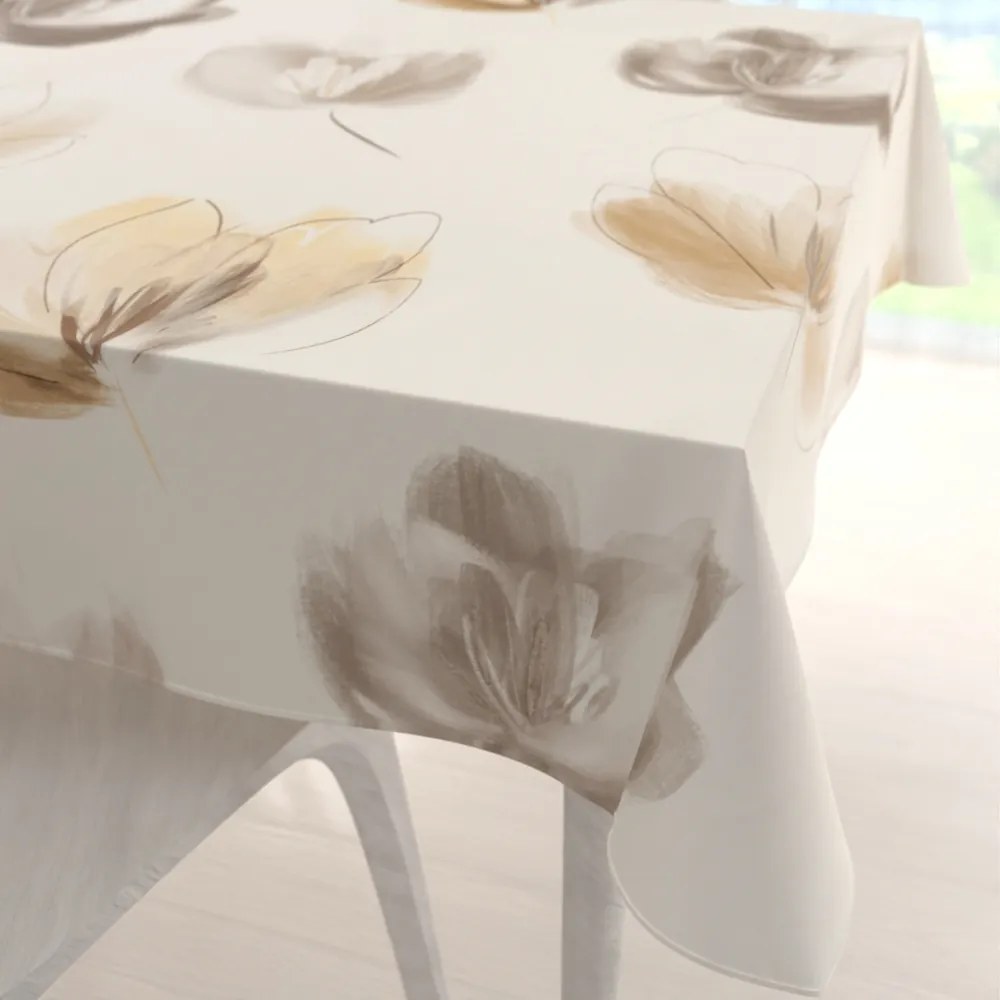 Biante Dekoračný štvorcový obrus PM-109 Akvarelové tulipány na krémovom 70x70 cm