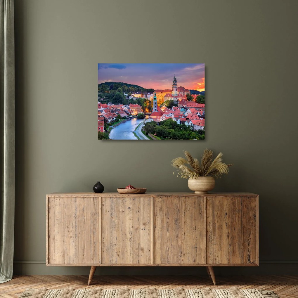 Sklenený obraz - Český Krumlov (70x50 cm)