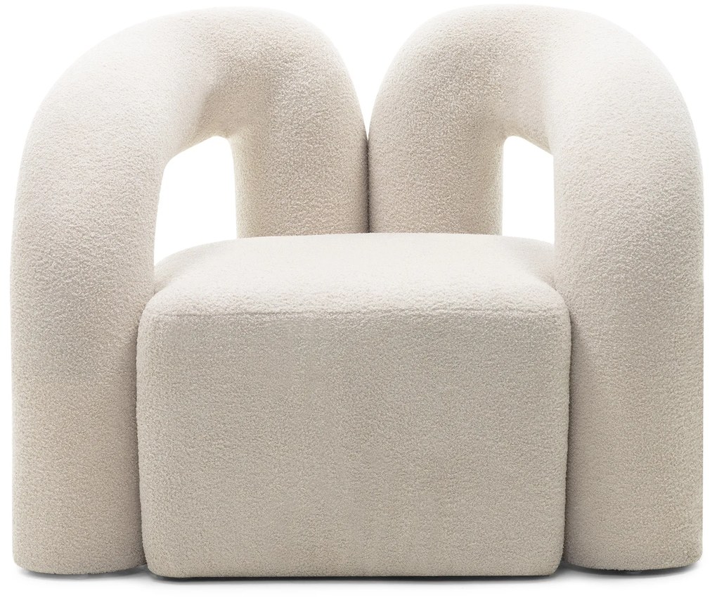 Designové křeslo Merry bouclé bílé
