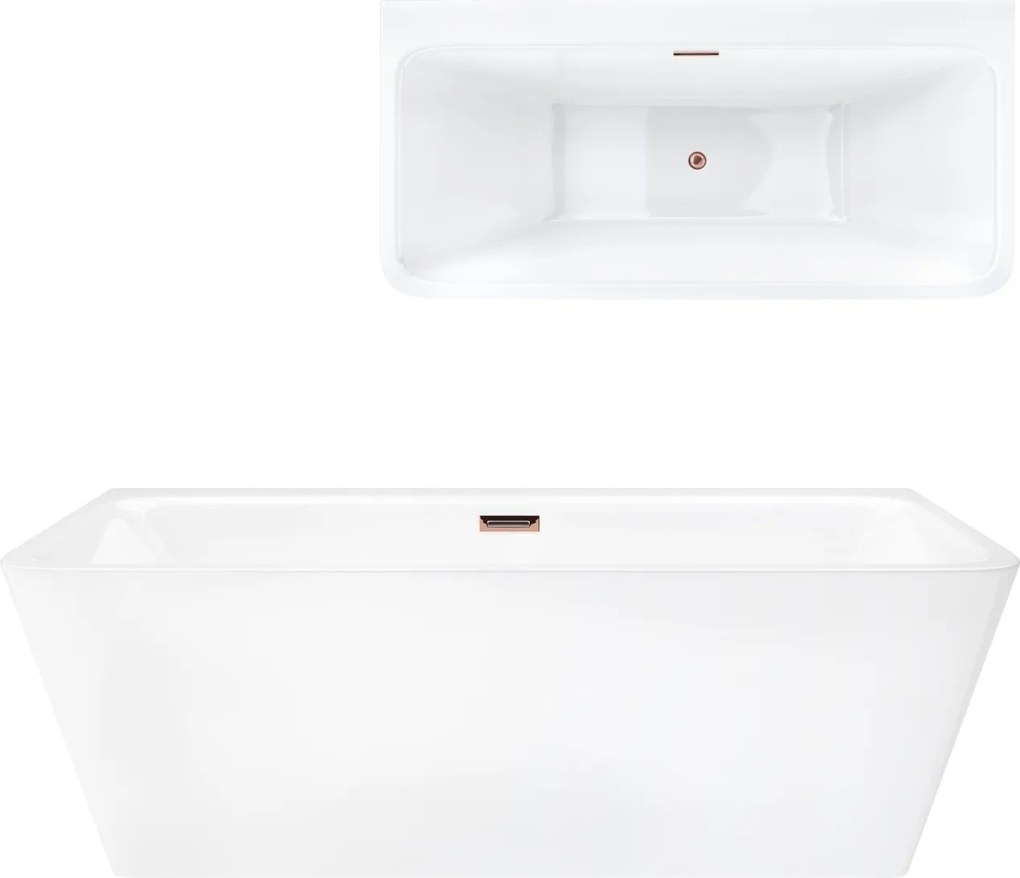 Nástenná vaňa Corsan Iseo 170 cm, široký okraj, ružové zlato