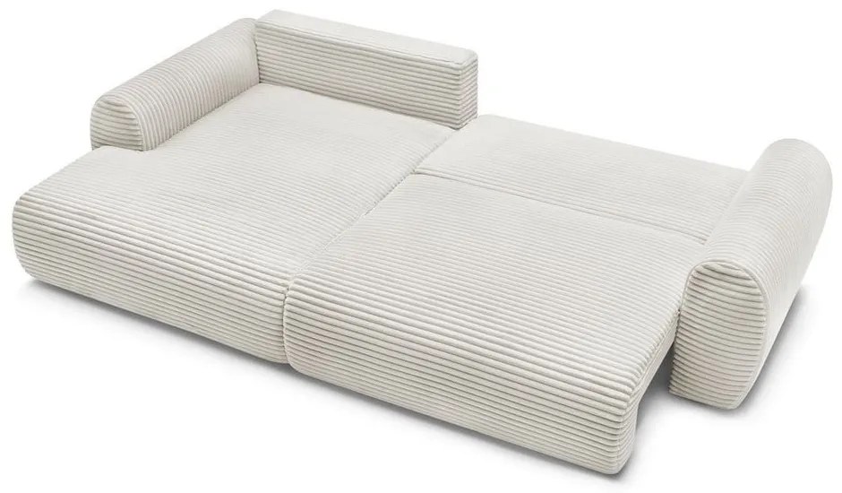 Krémová menčestrová rozkladacia rohová pohovka (ľavý roh) Lucien – Bobochic Paris