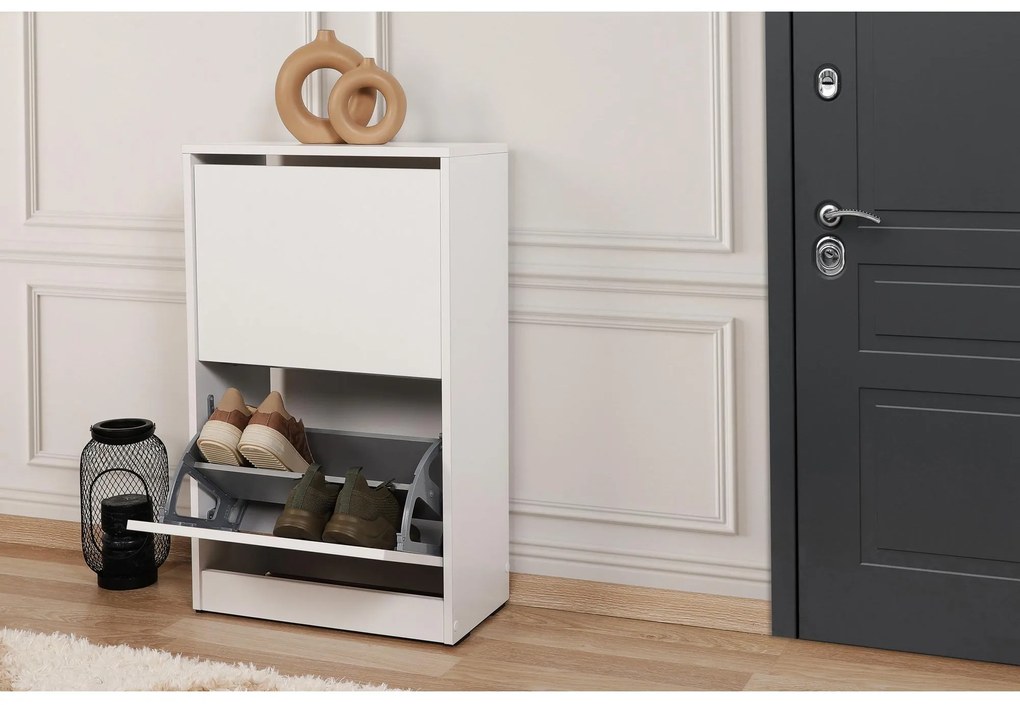 Botník (skrinka na topánky) Tosina 2 (biela). Akcia -15%. Vlastná spoľahlivá doprava až k Vám domov. 1094561