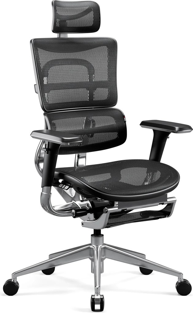 Ergonomická kancelárska stolička s podnožkou Normal Size, čierna: Diablo V-Master