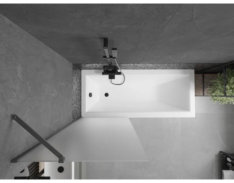 Mexen Next, 1-krídlová vaňová zástena 70 x 150 cm, 6mm sklo námraza, grafitová, 895-070-000-00-30-95