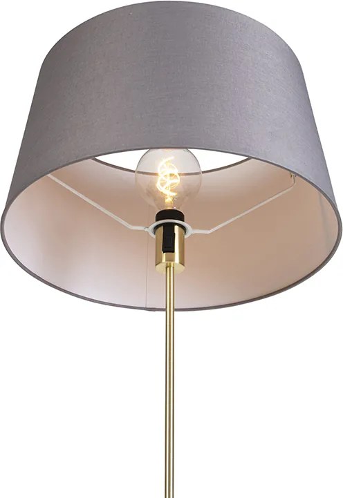 Stojaca lampa zlatá/mosadzná s sivým ľanovým tienidlom 45 cm - Parte
