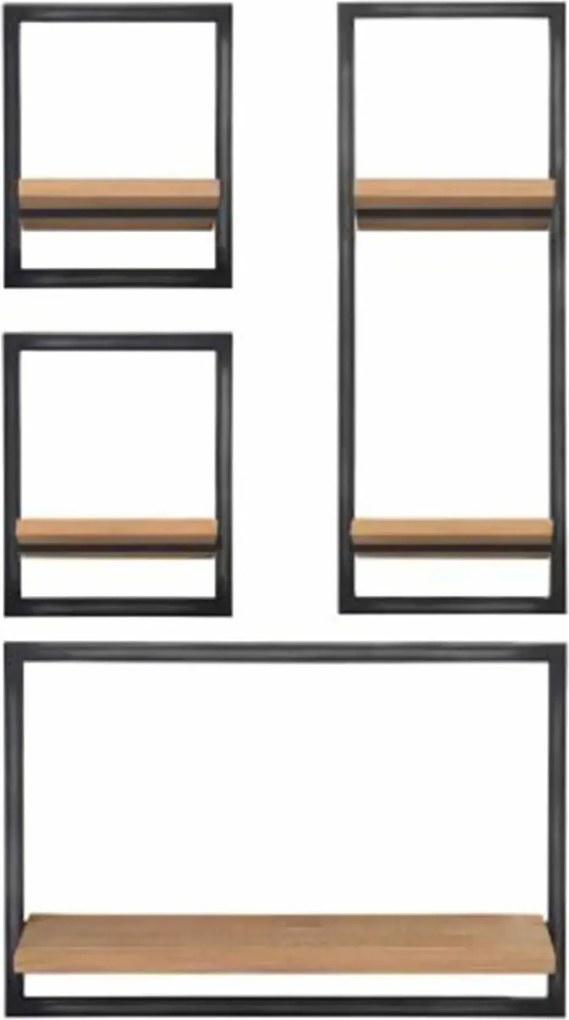 Police s kovovým rámom, zostava 4 ks, 90x35x180 cm