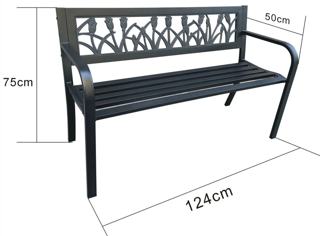 Záhradná lavička LISSA čierna