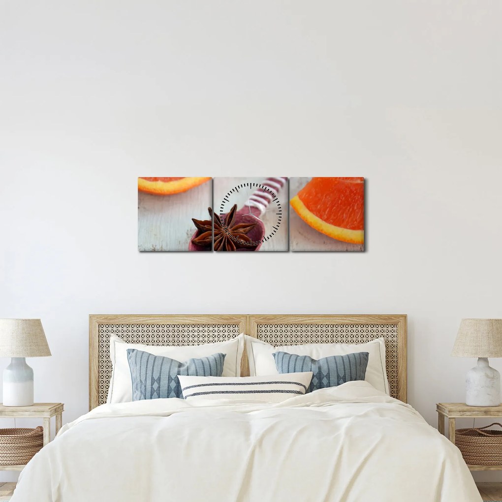 Obraz škorice na lyžici (s hodinami) (90x30 cm)