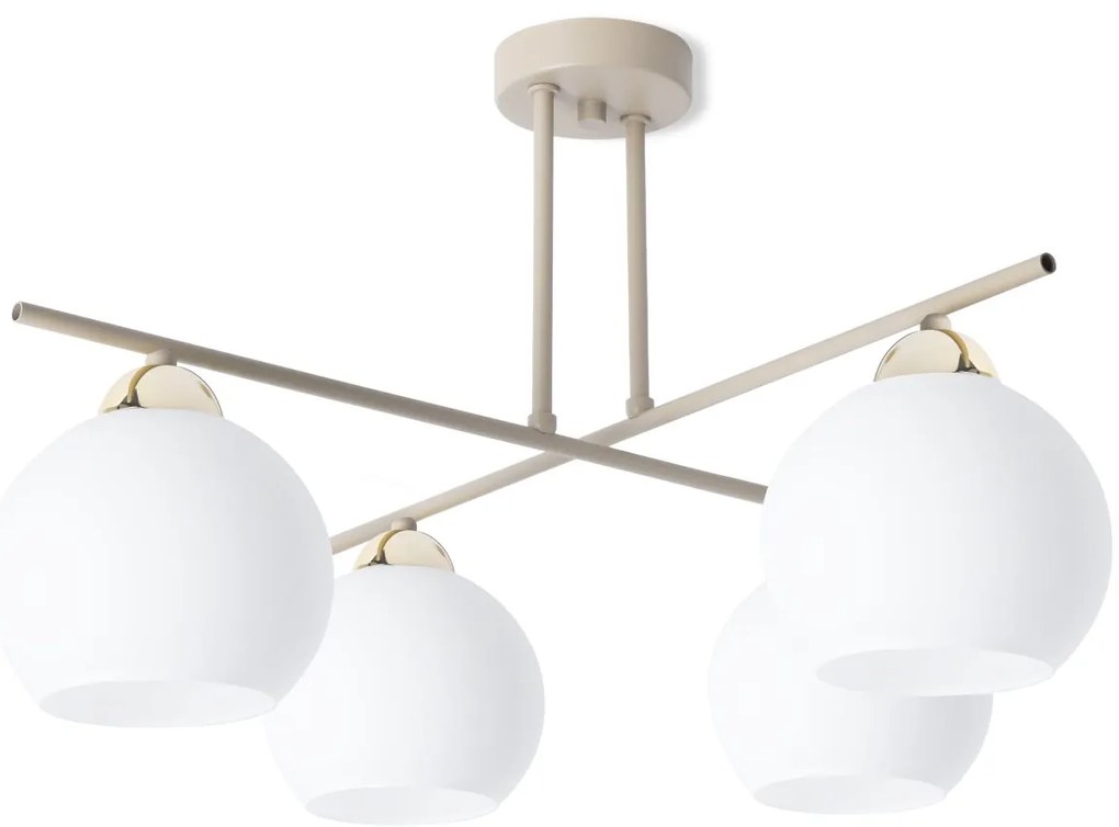 Stropné svietidlo Eliza, 4x biele sklenené tienidlo, be/g