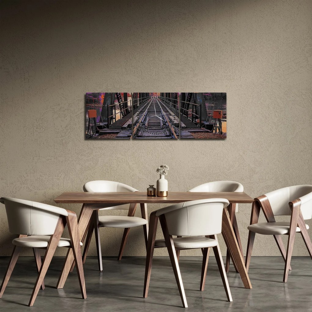 Obraz železničného mosta (s hodinami) (90x30 cm)