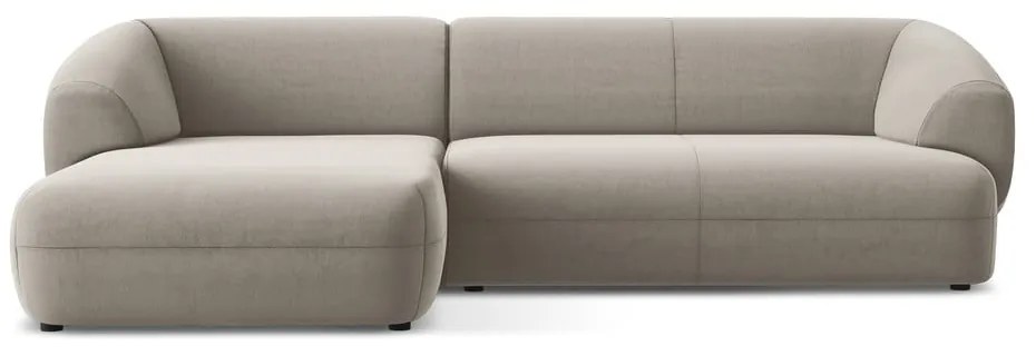 Béžová zamatová rohová pohovka (ľavý roh) Moana – Makamii