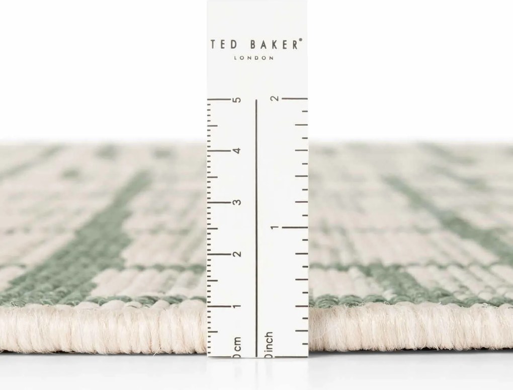Ted Baker, Kusový koberec Ted Baker Haringey 106389 Green White kruh, 200x200, zelená, chodba / predsieň