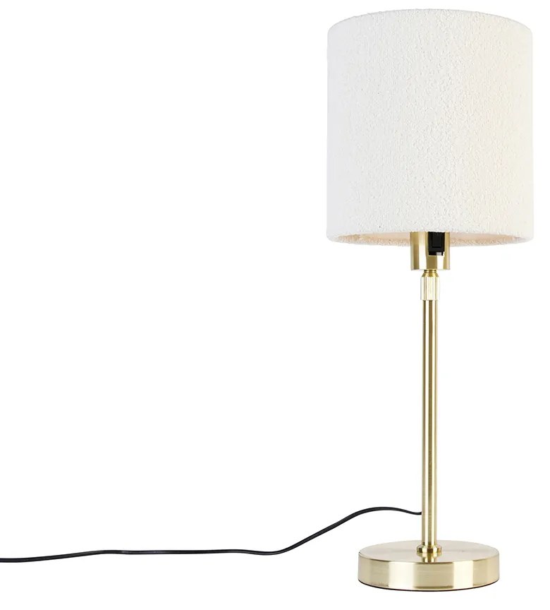 Stolná lampa zlatá nastaviteľná s tienidlom biela 20 cm - Parte