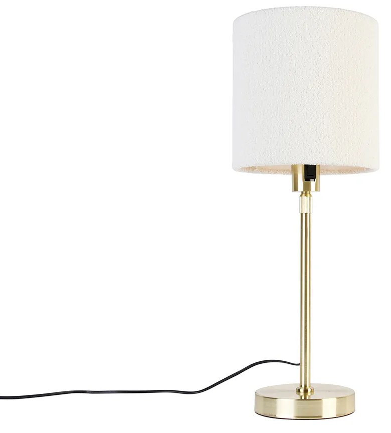 Zlatá nastaviteľná stolná lampa s bielym bouclé tienidlom 20 cm - Parte