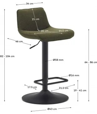 ZENDA BLACK barová stolička Zelená