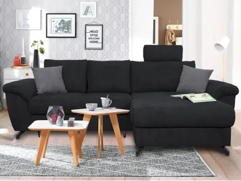 Rohová sedacia súprava Laurent, čierna látka%