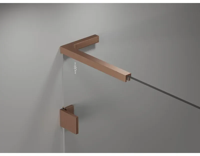 Mexen Lunar, L Duo výklopný sprchový kút 105 x 85 cm, 8mm číre sklo, profil medená matná, 834L-105L-085P-65-00
