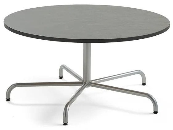 Stôl PLURAL, Ø1200x600 mm, linoleum - tmavošedá, strieborná