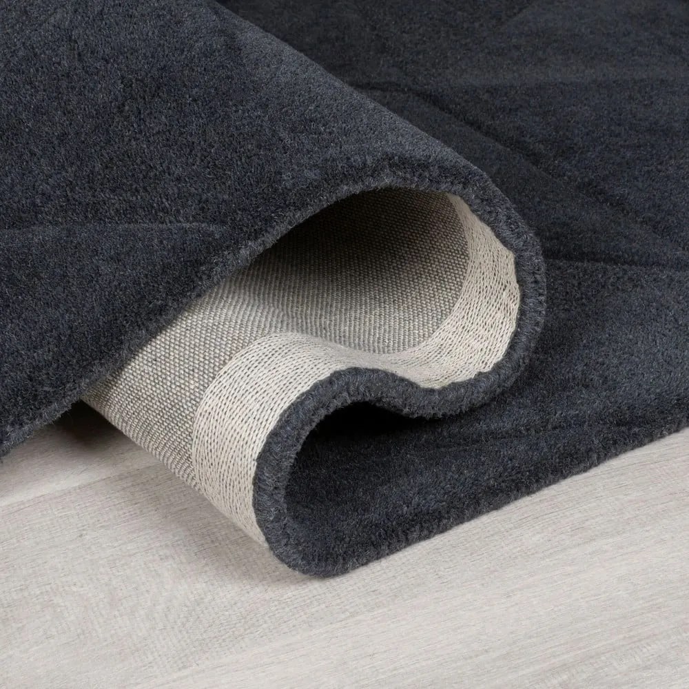 Antracitový ručne tkaný vlnený okrúhly koberec ø 160 cm Shard Charcoal – Flair Rugs
