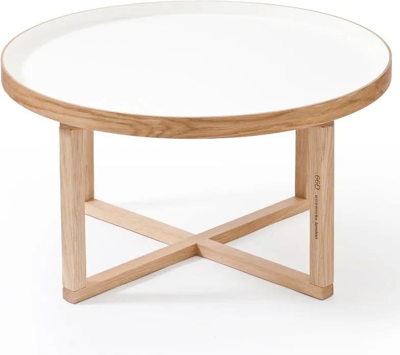 Okrúhly stolík s bielou doskou z dubového dreva Wireworks Round, Ø 66 cm