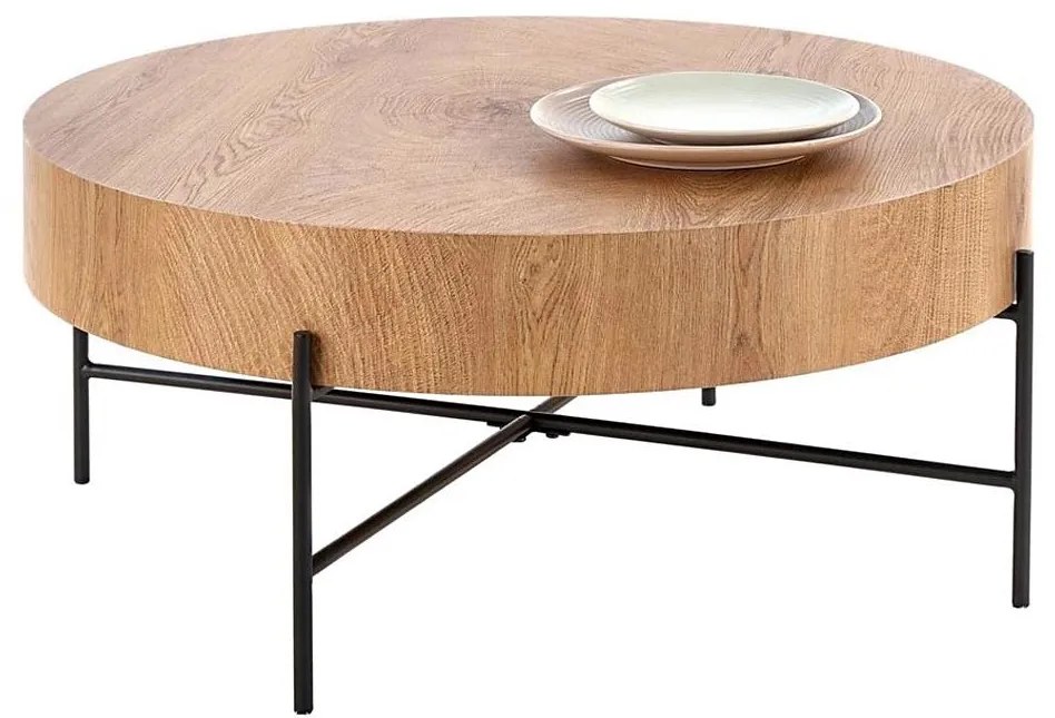 Konferenčný stolík BROOKLYN 37x80 cm prírodný dub/čierna