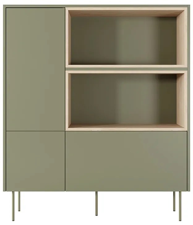 Komoda dvojdverová vysoká Desin 120 2D1SZ - Oliva / Dub nagano