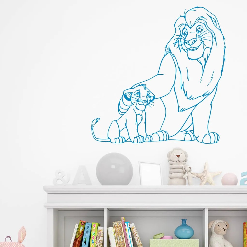 Veselá Stena Samolepka na stenu na stenu Mufasa a Simba Leví kráľ Farba: černá