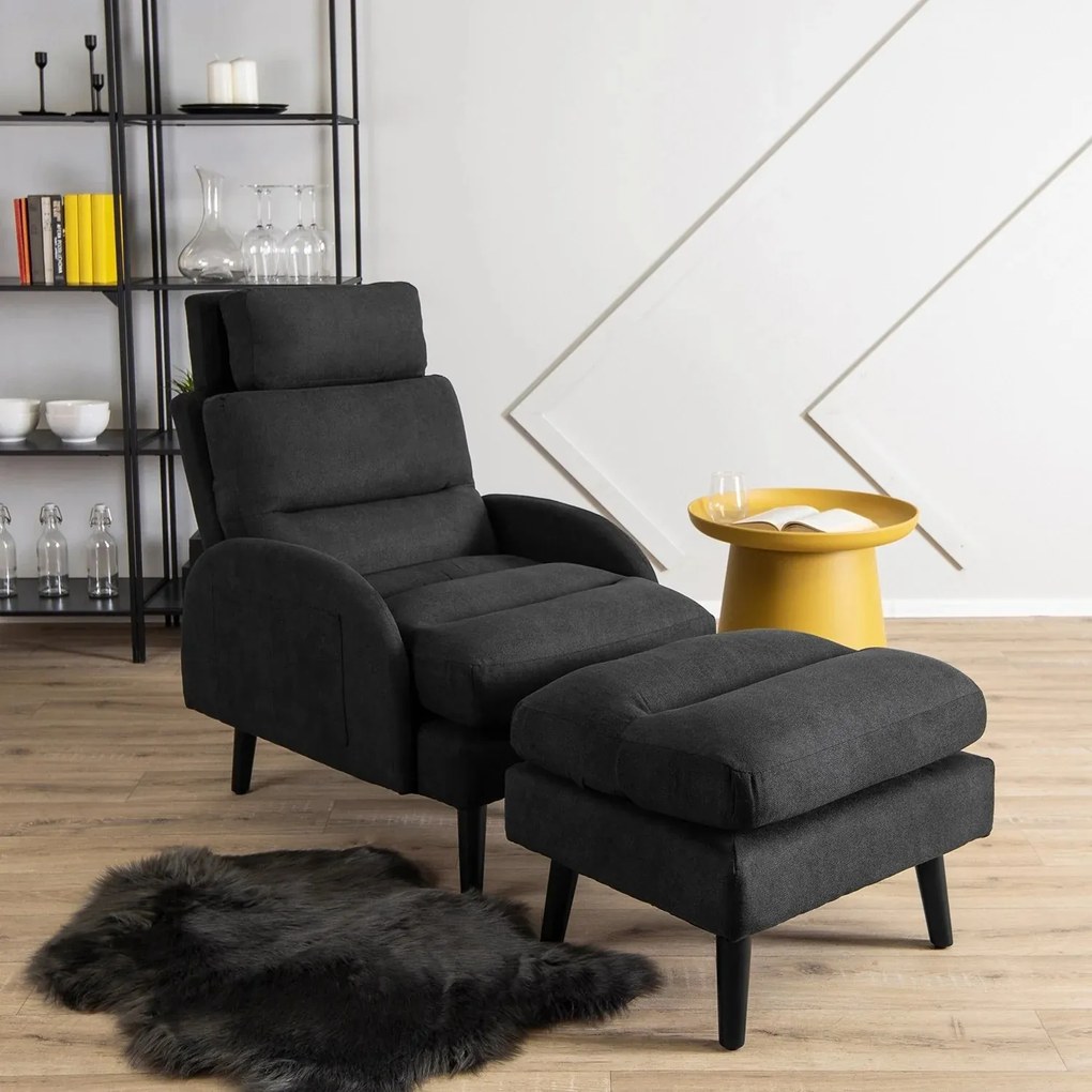 Polohovací křeslo Henry s podnožkou černé