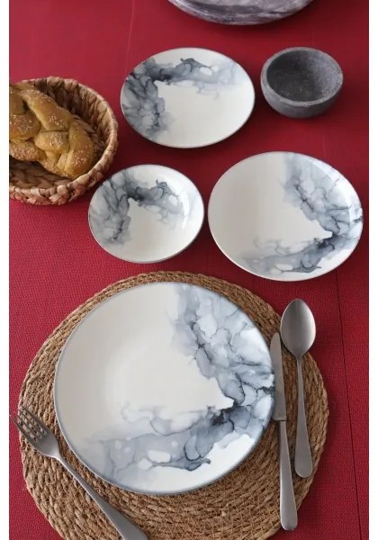 24-dielna jedálenská sada, biela/čierna, porcelán