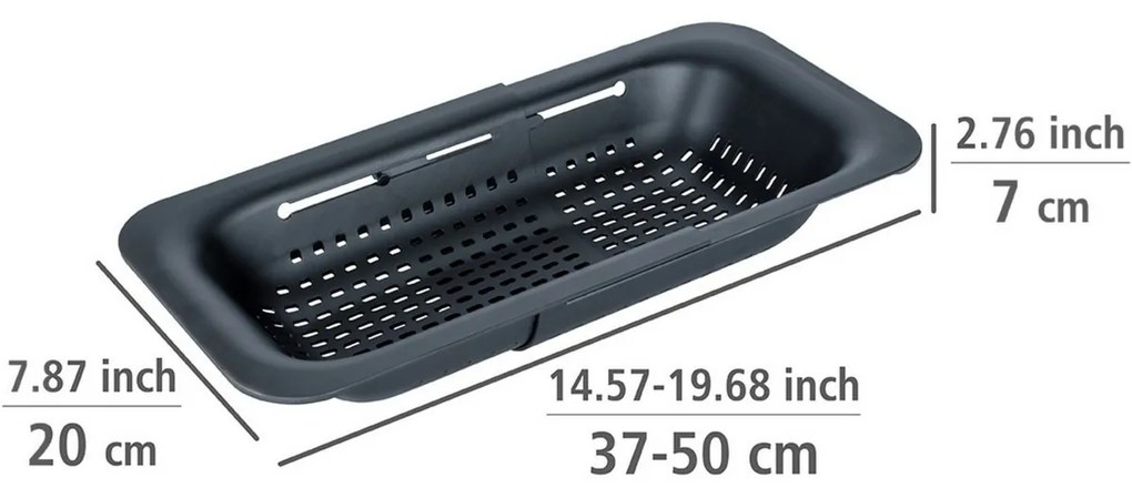 Wenko Teleskopické sito do drezu Sivo 36,5-50 cm, čierna