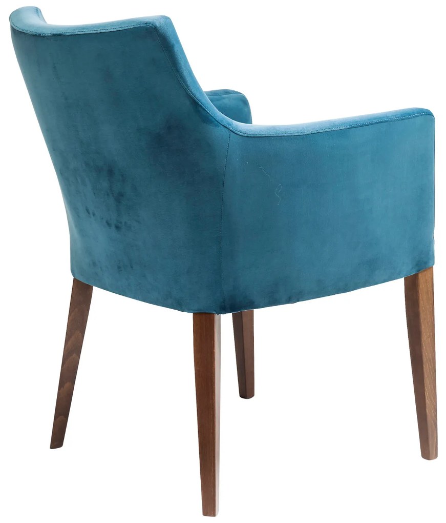 Mode stolička s podrúčkami petrolejovo modrý zamat