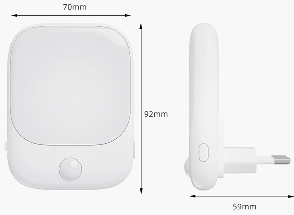 LED svietidlo do zásuvky Pati, 1x LED 0,6w, 2700k, w, senzor pohybu a súmraku