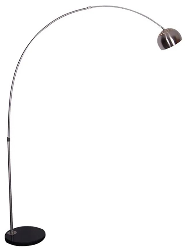 Oblúková lampa, nehrdzavejúca oceľ/čierny mramor, CINDA TYP 15 F1034-S