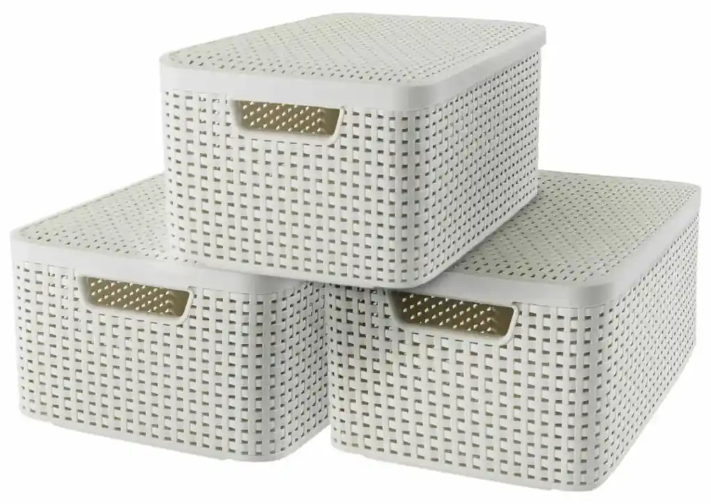 Curver Úložné boxy s poklopmi 3 ks veľkosť M biele 240654 Style | BIANO