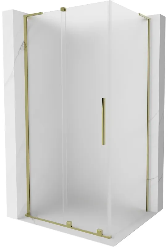 Mexen Velar L, sprchový kút s posuvnými dverami 90 x 120 cm, 8mm sklo námraza, zlatá lesklá, 871-090-120-33-50