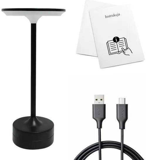 LED nabíjateľná dotyková stolná lampa TAVOLO LED/2,5W/5V 2400 mAh 3000-6000K čierna