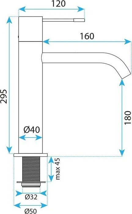 Rea Venti, vysoká umývadlová batéria h-295, chrómová, REA-B9780