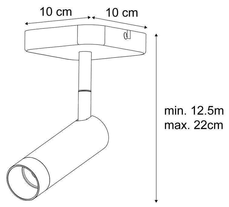 Moderné stropné bodové svietidlo čierne okrúhle GU10 35 mm otočné a naklápacie - Kate