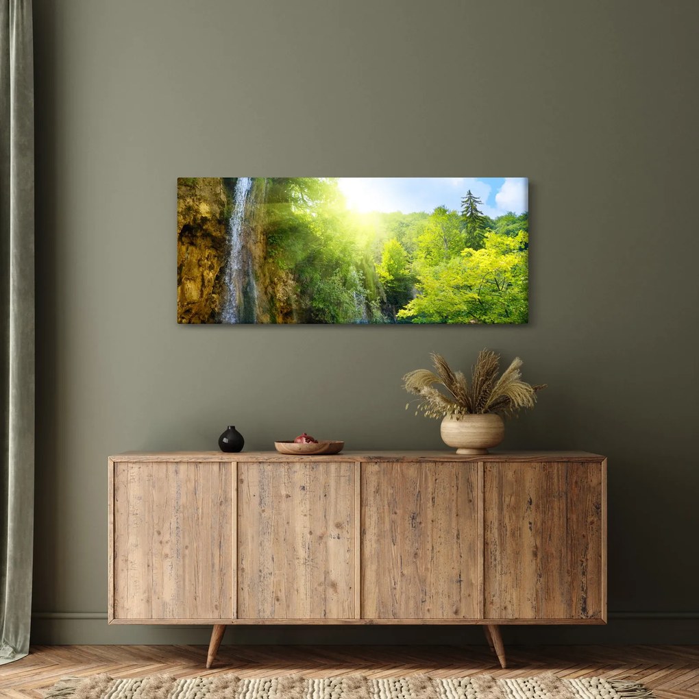 Obraz - vodopády v pralese (120x50 cm)