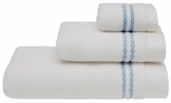 Soft Cotton 3x malý uterák CHAINE 30x50 cm Biela / modrá výšivka
