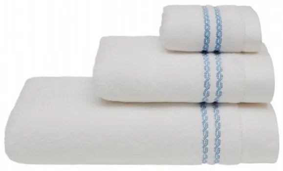 Soft Cotton Uterák CHAINE 50x100 cm Biela / modrá výšivka