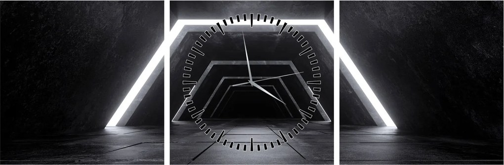 Obraz - Futuristický tunel (s hodinami) (90x30 cm)