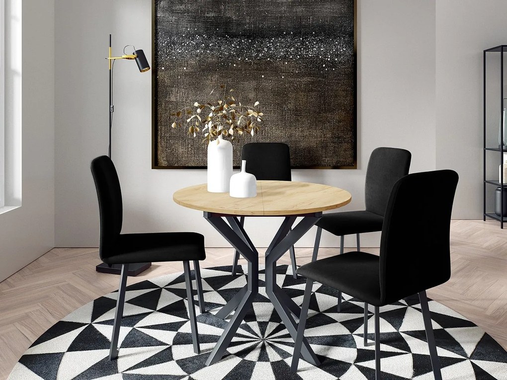 Jedálensky set so 4 stoličkami Kirtore M 90, Farby:: Amor Velvet 4311, Farby:: biela / čierna
