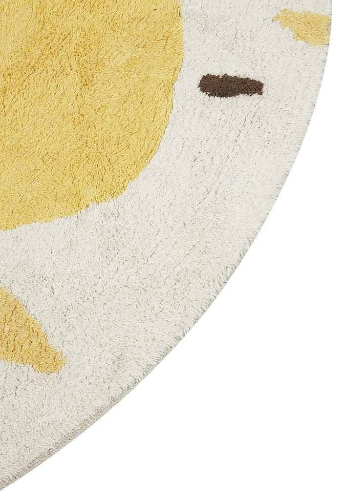 Okrúhly bavlnený koberec ø 140 cm svetlobéžová/žltá MAWAND Beliani
